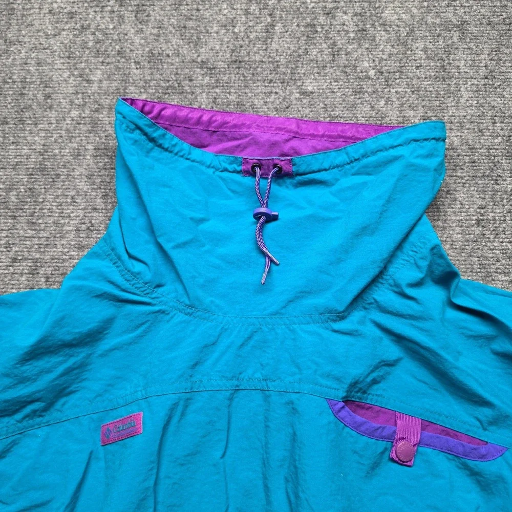 Vintage 90s Columbia Radial Sleeve Pullover Windbreaker Womens L Teal Purple
